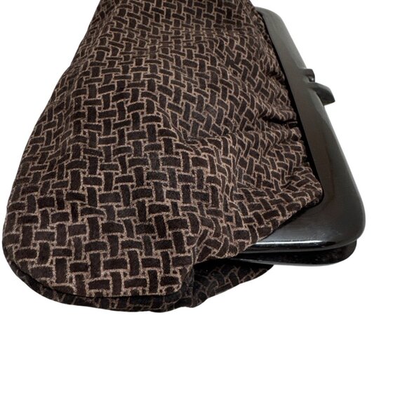 Vintage Italian Lucite Snap Clutch Purse With Brown/Black Geometric Pattern - Picture 6 of 10